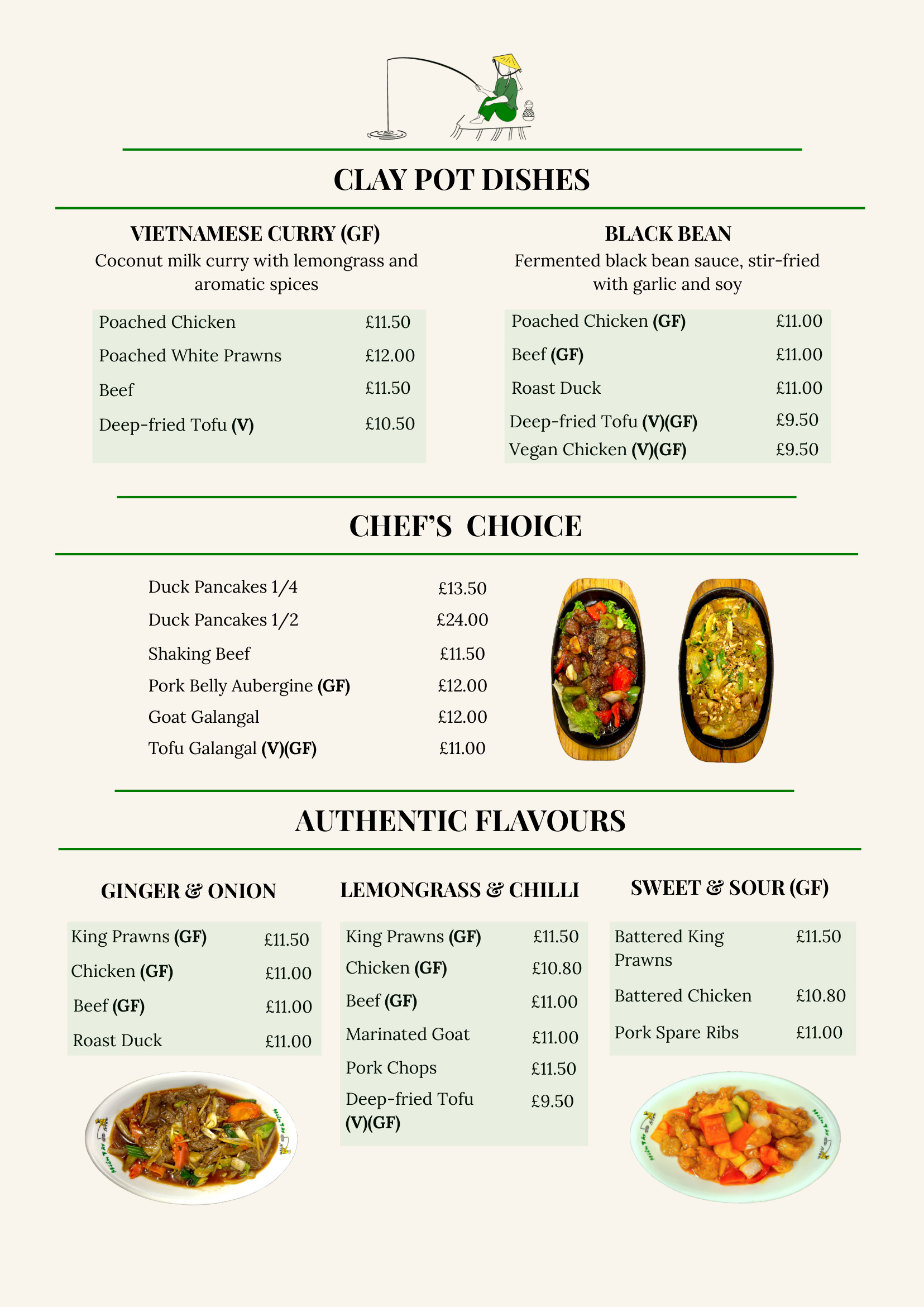 menu at Mien Tay restaurant